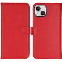 Selencia Echt Leren Bookcase voor de Apple iPhone 15 - Rood