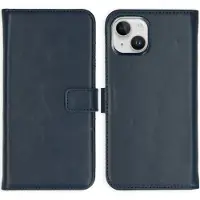 Selencia Echt Leren Bookcase voor de Apple iPhone 15 - Blauw