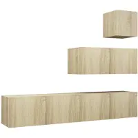 vidaXL 4-delige Tv-meubelset bewerkt hout sonoma eikenkleurig