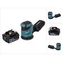 Makita Slijpmachine + polijstmachine, DBO 180 T1 Accu excentrische schuurmachine 18 V 125 mm + 1x oplaadbare accu 5,0 Ah - zonder oplader (Excentrische schuurmachine)