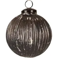 Clayre & Eef Kerstbal Ø 10x10 cm Grijs Glas Rond Kerstboomversiering Grijs Kerstboomversiering