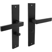 Intersteel Deurkruk Hera op schild met toilet-/badkamersluiting 63/8 mm - mat zwart