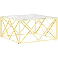 vidaXL Salontafel 80x80x40 cm roestvrij staal en glas