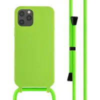 IMoshion Siliconen hoesje met koord voor de Apple iPhone 12 (Pro) - Fluor Groen