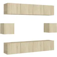 vidaXL 6-delige Tv-meubelset bewerkt hout sonoma eikenkleurig