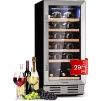 Klarstein Vinovilla 29 Built-In wijnkoelkast 81 liter / 29 flessen 1 zone glazen deur rvs
