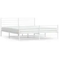 vidaXL Bedframe met hoofd- en voeteneinde metaal wit 193x203 cm