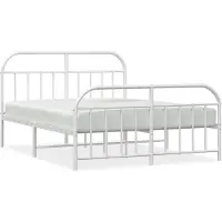 vidaXL Bedframe met hoofd- en voeteneinde metaal wit 135x190 cm