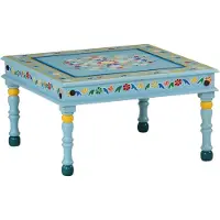 vidaXL Salontafel handbeschilderd massief mangohout turquoise