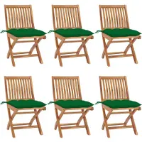 vidaXL Tuinstoelen 6 st inklapbaar met kussens massief teakhout