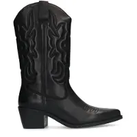 Manfield Zwarte leren cowboy laarzen | Maat 37