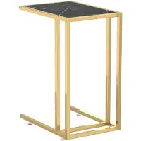 vidaXL Computer bijzettafel 50x35x65 cm gehard glas zwartmarmerkleurig