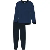 Schiesser 180252-815 Pyjama Met Lange Manchetten Pied-de-poule Marineblauw - Maat 56