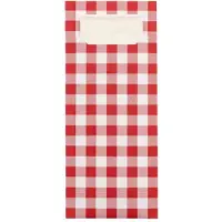 Papstar 1x 520 Bestekzakjes 20 cm x 85 cm rood Vichy Karo inclusief wit servet