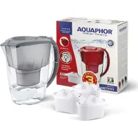 AQUAPHOR Filterkanne Amethyst 2,8l (grau) + 3 Einsätze B100-25 Maxfor NOWY
