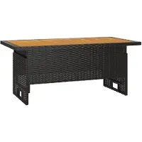 vidaXL Tuintafel zwart, 100x50x43/63 cm, acaciahout en polyrotan