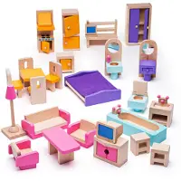 Bigjigs Poppenhuis Meubeltjes - - Hout - Meubels Poppen - 26-Delig