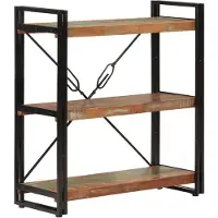 vidaXL Boekenkast 3-laags 77x30x80 cm massief recycled hout en ijzer
