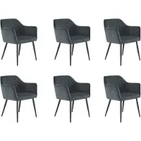 Bronx71 Velvet eetkamerstoel Fiona antraciet - Eetkamerstoelen set van 6.