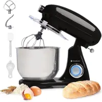 Kitchenbrothers Keukenmachine - Keukenmixer met 6L RVS Mengkom - 1800W - Zwart