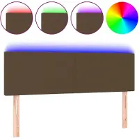 vidaXL Hoofdbord LED 144x5x78/88 cm stof donkerbruin