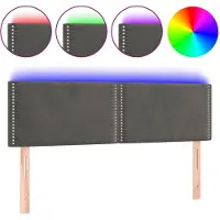 vidaXL Hoofdbord LED 144x5x78/88 cm fluweel donkergrijs