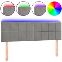 vidaXL Hoofdbord LED 144x5x78/88 cm fluweel lichtgrijs