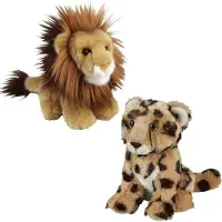 Ravensden Knuffeldieren set leeuw en cheetah luipaard pluche knuffels 18 cm - Knuffeldier