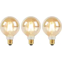 LUEDD Set van 3 E27 dim to warm LED lampen G95 goud 8W 806 lm 2000-2700K
