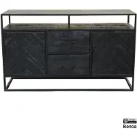 Benoa Jax 2 Door 2 Drawer Sideboard Black 150 cm (Zwart, 150x90x45cm)