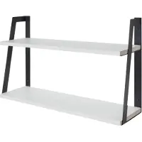 LifeGoods Zwevende Wandplank - 41cm - 2 Laags - Industrieel - Hout - Zwart/Wit