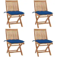 vidaXL Tuinstoelen 4 st inklapbaar met kussens massief teakhout