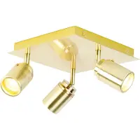 QAZQA Ducha badkamer plafondlamp - 23x23cm - 3 spots - IP44 - vierkant - messing (goud) 105238