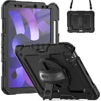 Accezz Rugged Backcover met schouderstrap voor de Apple iPad Air 5 (2022) / Air 4 (2020) - Zwart