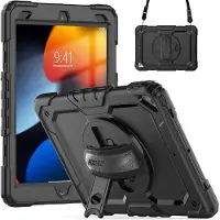 Accezz Rugged Backcover met schouderstrap voor de Apple iPad Air 3 (2019) / Pro 10.5 (2017) - Zwart
