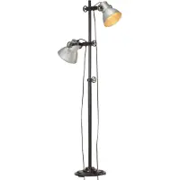 vidaXL Vloerlamp, 2 lampen, zilverkleurig, E27, gietijzer