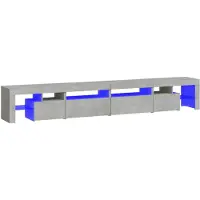 vidaXL Tv-meubel met LED-verlichting 260x36,5x40 cm betongrijs