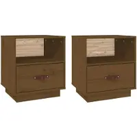 vidaXL Nachtkastjes 2 st 40x34x45 cm massief grenenhout honingbruin