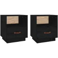 vidaXL Nachtkastjes 2 st 40x34x45 cm massief grenenhout zwart