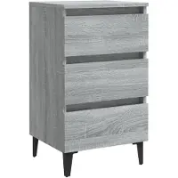 vidaXL Nachtkastje met metalen poten 40x35x69 cm grijs sonoma eiken