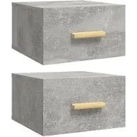 vidaXL Nachtkastjes 2 st wandgemonteerd 35x35x20 cm betongrijs