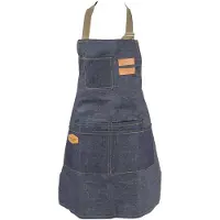 Clayre & Eef Keukenschort 73x65 cm Blauw Katoen Polyester BBQ Schort Blauw BBQ Schort