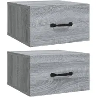 vidaXL Nachtkastjes 2 st wandgemonteerd 35x35x20 cm grijs sonoma eiken