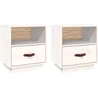 vidaXL Nachtkastjes 2 st 40x34x45 cm massief grenenhout wit