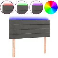 vidaXL Hoofdbord LED 80x5x78/88 cm fluweel donkergrijs