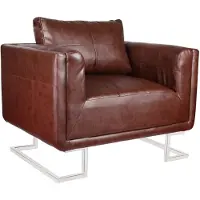 vidaXL Fauteuil met verchroomde poten kubus kunstleer bruin