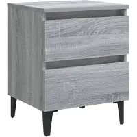 vidaXL Nachtkastje met metalen poten 40x35x50 cm grijs sonoma eiken