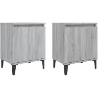 vidaXL Nachtkastjes met metalen poten 40x30x50 cm grijs sonoma eiken