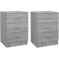 vidaXL Nachtkastjes 2 st 38x35x56 cm bewerkt hout grijs sonoma eiken