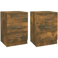 vidaXL Nachtkastjes 2 st 38x35x56 cm bewerkt hout gerookt eikenkleurig